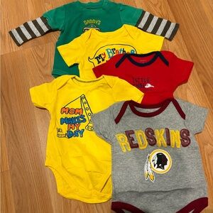 Five Colorful Baby Onesies 6 months
